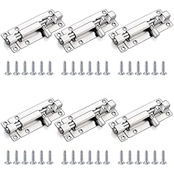 Persianas Con Cerrojos Interiores Pestillos para Puertas,6 Piezas Cerrojos de Puerta Bloqueo Deslizante,Pestillo Deslizante con Tornillos Pestillo Deslizante Puerta Interior Pestillo de Acero 74mm Plateado