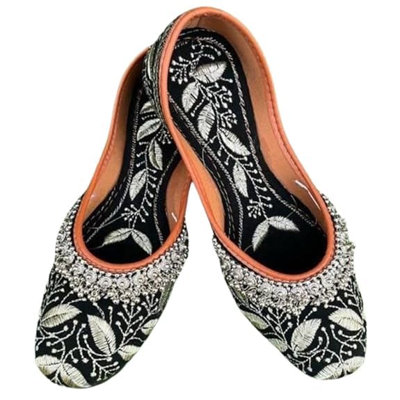 Women's Handmade Beautiful Rajasthani Embroidered PVC Sole Synthetic Slip-On Printed Mojari/Jutti-picture-12