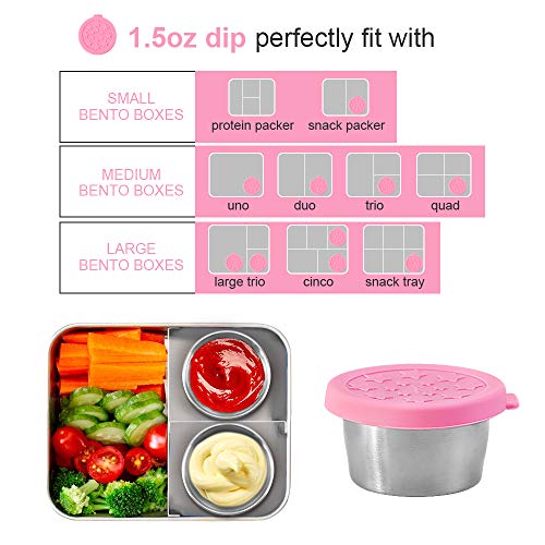 Sophico Salad Dressing Container To Go, Small Condiment Containers With Leakproof Silicone Lids, 1.6Oz Kids Sauce Cups Stainless Steel Dips Food Storage For Lunch Box Picnic Travel (4 Color, 4 Pack) #TOP3