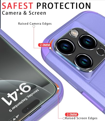 Image of Diverbox for iPhone 16 Pro Case [Shockproof] [Dropproof] [Tempered Glass Screen Protector + Camera Protectors] Heavy Duty Protection Phone Case Cover for Apple iPhone 16 Pro (Purple)