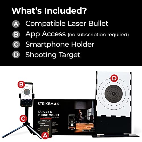 Strikeman Dry-Fire Laser Training System - Great for Target Shooting Practice with Shotguns & Rifles - Kit w/Access to App (No Subscription Needed), Cartridge, Target & Phone Holder
