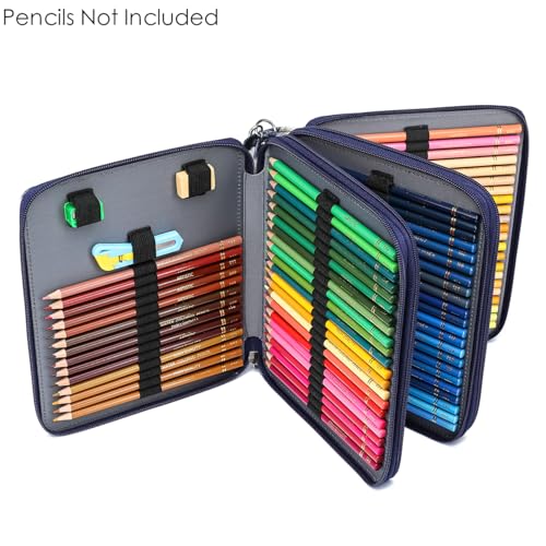 Image of YOUNGCOL Colored Pencil Case - 120 Slots Pencil Holder with Handle Strap Large Capacity Pencil Organizer