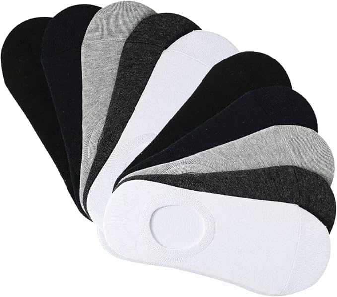 10 Pairs No Show Socks Men Women - Cotton Low Cut Ankle Non Slip Invisible Sock