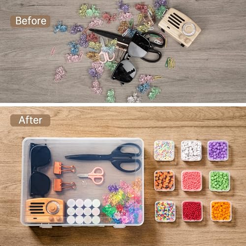 Image of Bead Organizer Box, 60 Pack Small Clear Storage Boxes with Labels, Large Travel Craft Case with Handle, Mini Plastic Containers for Jewelry Making Diamonds DIY Pony Bracelet Screws Seeds Small Parts