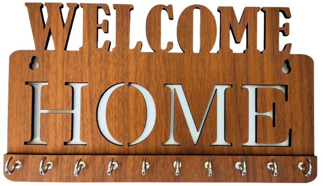 My Dream Carts Welcome Home Key Holder for Home Wall Decor Key Chain Hanger Modern Key Rack Handcrafted Key Organizer Wooden Key Stand for Wall Key Hanger Wall Mounted Key Holder for home decor items