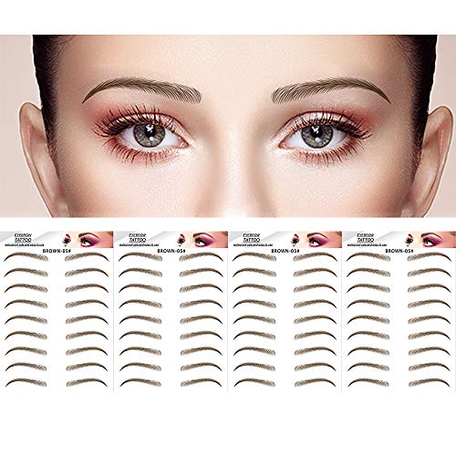 DAGEDA Brown 36 Pairs 4 PC Eyebrow Transfers Stickers, Long Lasting Natural Waterproof Bionic Eyebrow Water Transfer Tattoo Eyebrow Sticker For Woman Man Makeup Tool（Brown 05）