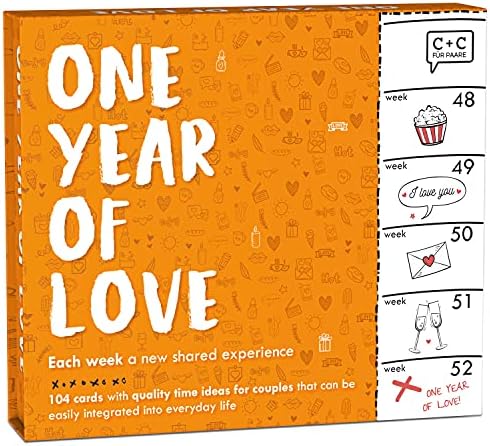 Couple Field » One Yr Of Love « | Concepts for Spontaneous High quality Time at Dwelling | Relationship Actions and Dialog Starters | Date Night time Card Sport as Romantic Anniversary or Valentines Day {Couples} Present
