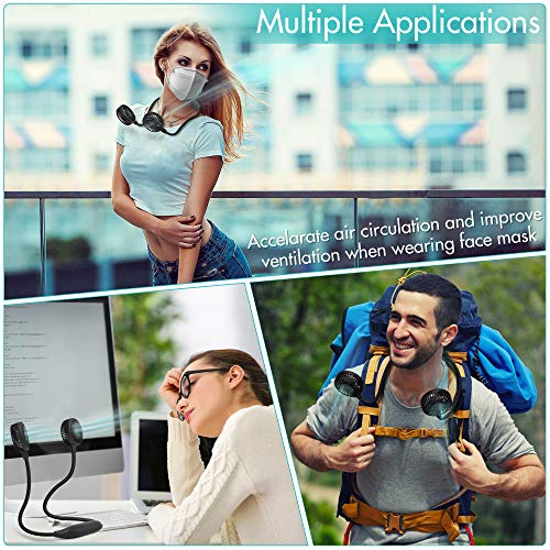 Comlife Portable Neck Fan, 2600Mah Battery Operated Ultra Quiet Hands Free Usb Fan With Strong Wind, 360° Adjustable High Flexibility Wearable Personal Fan For Home Office Outdoor Travel (Black) #TOP6