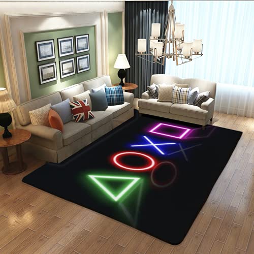 Teen Boys Carpets Printed Gamepad Living Room Mat Gamer Bedroom Area Rugs Controller Player Home Decor Non-Slip Crystal Sofa Floor Polyester Mat （39x60inches）