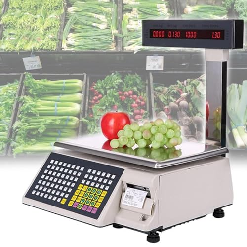 Báscula comercial con impresora y pantalla doble 30kg miniatura 1