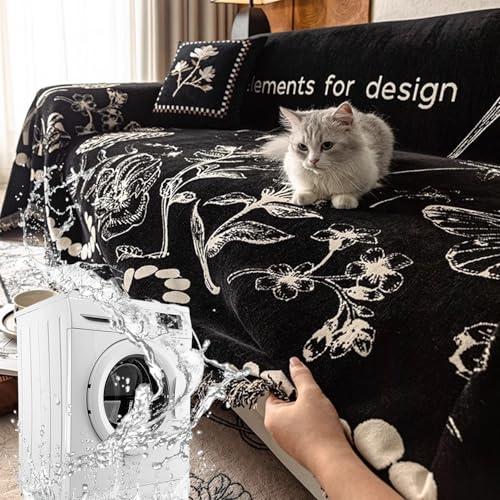 Funda de sofá de chenilla elegante con borlas protector premium para muebles y dos plazas 7