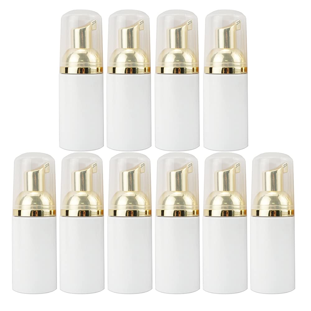 30ML Foam Pump Bottles White Bottle with Gold Pump Mini Travel Size Empty Refillable Hand Soap Foaming Liquid Soap Pump Bottles?10PCS?