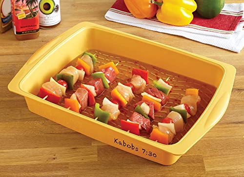 Mr. Bar-B-Q 40252Y Marinade Tray | Universal Locking Lid | Marinade Both Sides Without Opening | Unique Marinating Waves Disperse Flavor Evenly | Use A Dry Erase Marker To Label The Tray | 2 Piece Set #TOP2