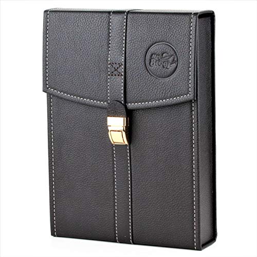 Mrs. Brog Elegant Full Grain Leather Cigar Humidor Travel Case - Dark Brown