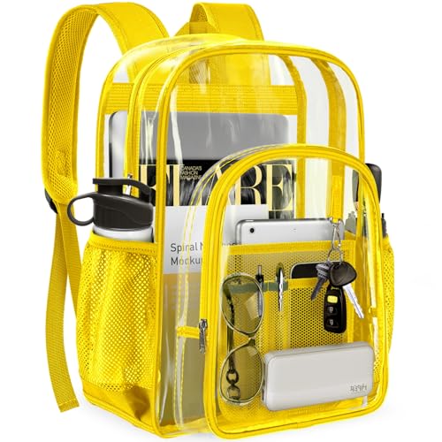 Image of PAMANO Clear Backpack Transparent Heavy Duty School PVC Bookbag See Through Bag Boys and Girls for College Work Travel Security