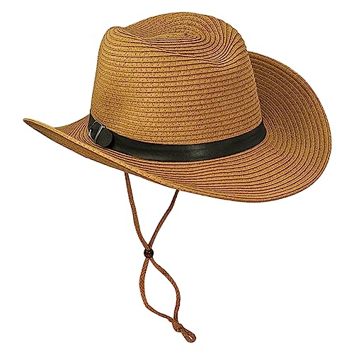 Xiuyer Mujeres Sombrero de Panamá Sombrero de Paja Verano Ajustable Sombrero de Playa con Cordón de Cuero Trenzado Transpirable ombrero de ala Ancha