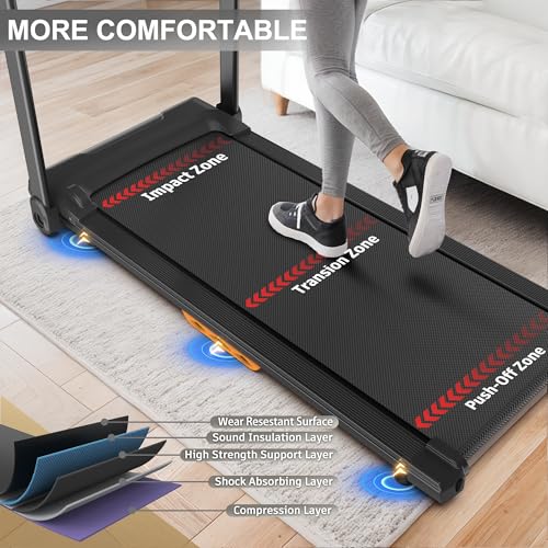 Image of GOWE Walking Mat Treadmills Portable for Home & Office LED Display, 265 LB Capacity, Space-Saving Compact Walking Jogging Running Machine
