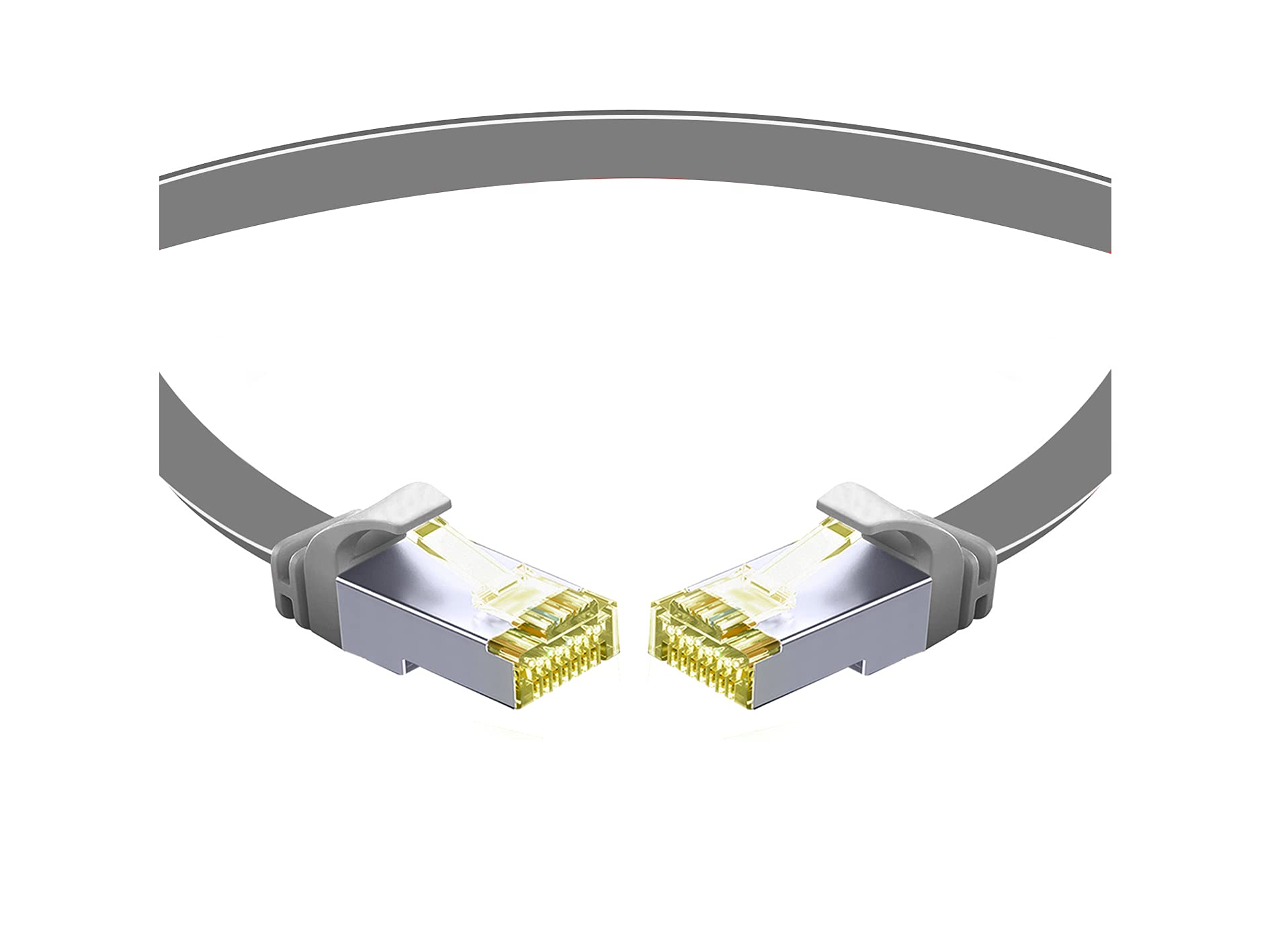 10er Pack 5er Pack CAT.7 hochwertiges Premium Netzwerkkabel flach mit RJ45 Anschluss | LAN Kabel | 5m | grau |Abschirmung durch U/FTP | kompatibel mit Router, Modem, Switch