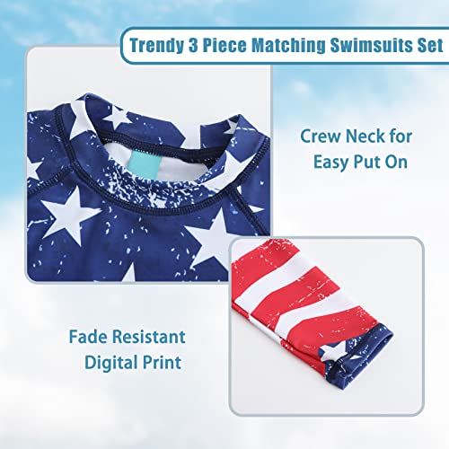 Image of Girls 3 Piece Swimsuits Set Long Sleeve Rash Guard Tankini Bathing Suits for Girls Beach Swimwear Set 3-16 Years