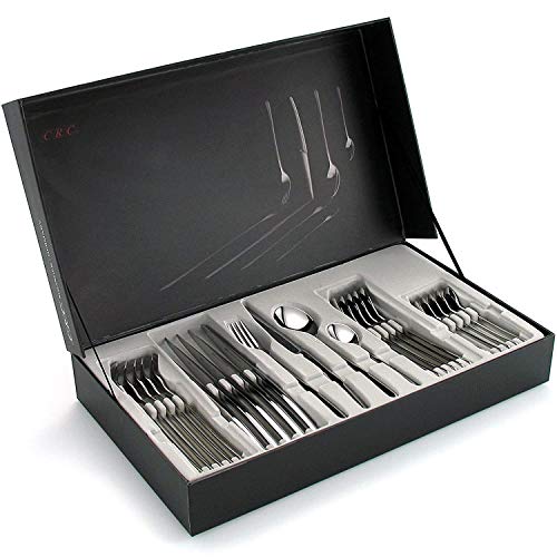 FranquiHOgar - Set de Cubiertos para 6 comensales | Tenedor, chuletero, cuchara sopera y cuchara de...