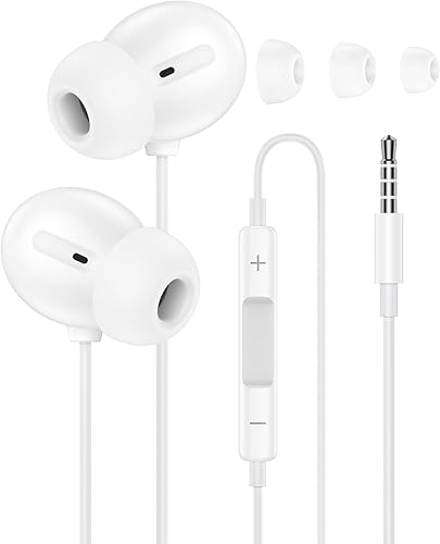 Auriculares intraurales con cable de 0.138 in para Apple iPhone/iPad/iPod, auriculares con cable con micrófono de control de volumen Jack de 0.138