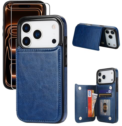 Étui portefeuille iPhone 17 Pro Max pour les trajets quotidiens, style bleu nuit