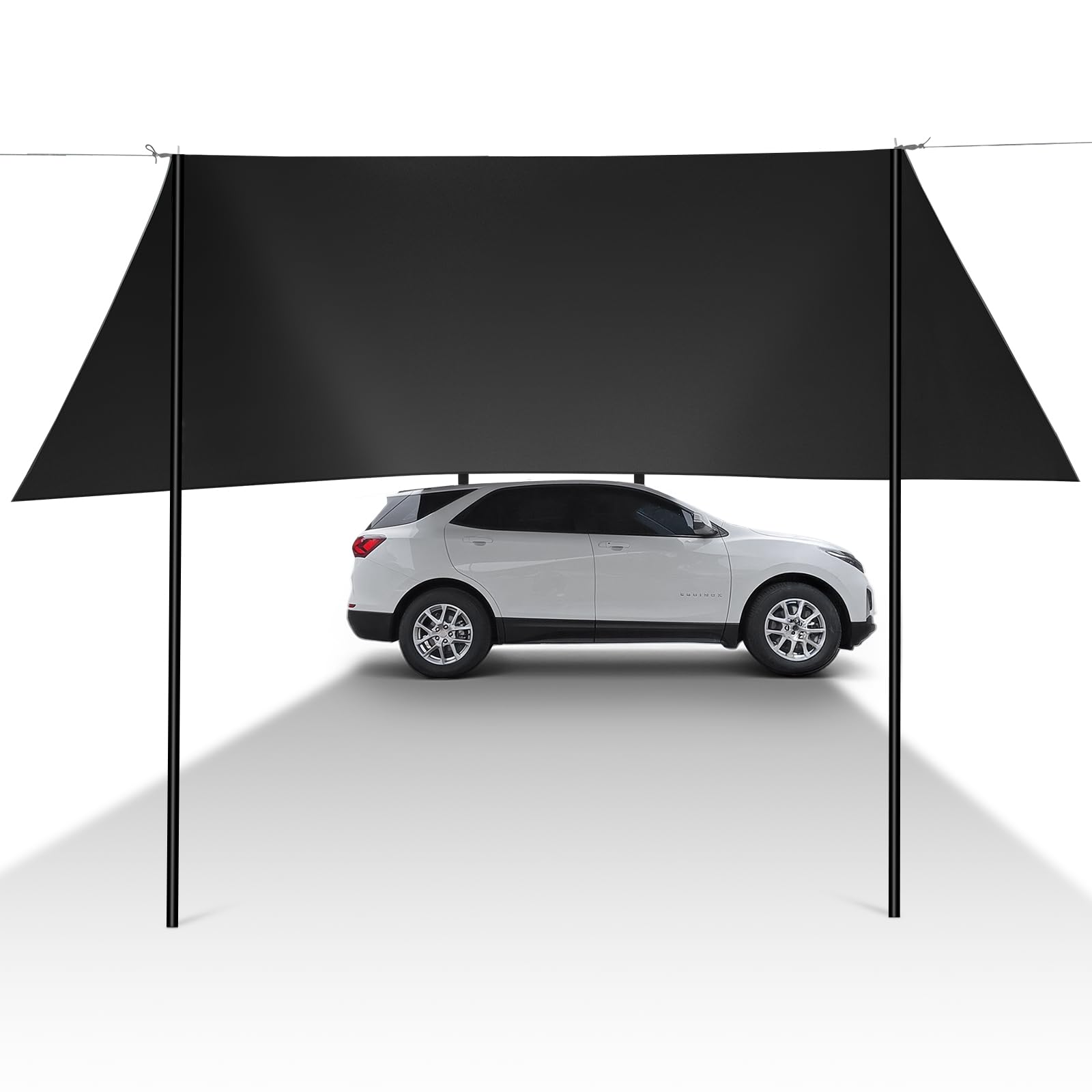 Auto Zelt Sonnensegel Markise 2×3×2m, 210D Oxford wasserdicht 8000mm & 99,9% UV-beständig, Saugnapf- und Riemenbefestigung, Mit Aluminium-Stützstange für PKW, SUV, Jeep, Van, Camping & Outdoor Sport & Freizeit