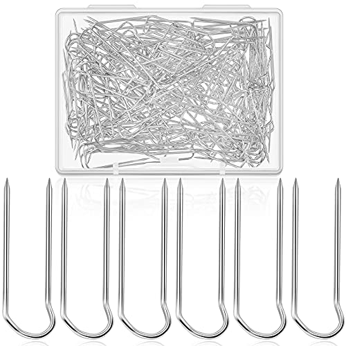 200 Pieces Fork Pins for Quilting Sewing Double Pins Needlecraft Blocking Pins Magic Pins Stainless Steel U-pins for DIY Sewing Jewelry Craft Making, 0.91 x 0.2 Inch