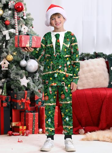 Image of BesserBay Boys Funny Ugly Christmas 2 Piece Set with Graphic Sweatshirt and Pants 4-14 Years