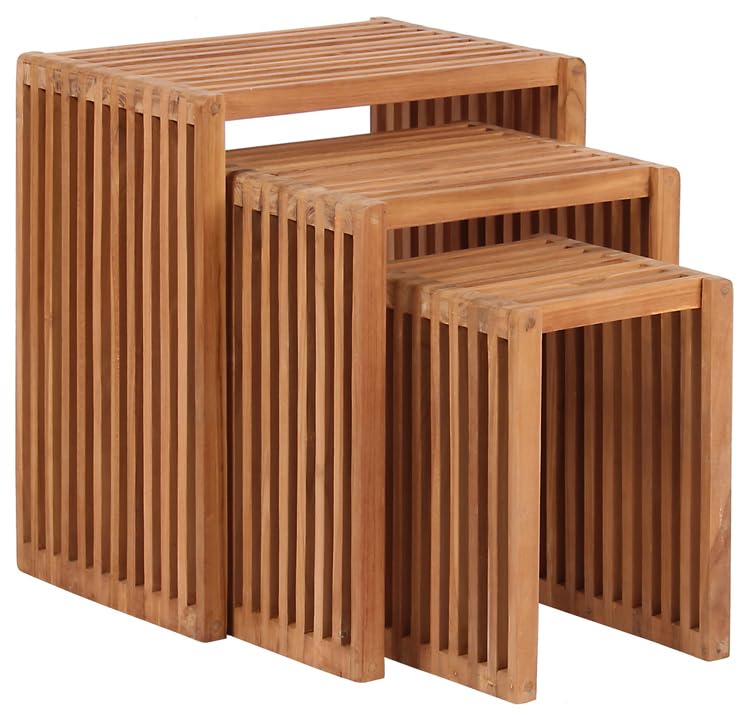 Mini Teak-Holz Deko Tisch Blumenständer Pflanzenhocker Beistelltisch Untersetzer