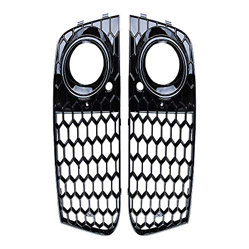 Astra Depot Compatible with 2008-2012 Audi A4 B8 Front Honeycomb Hex Mesh Foglight Open Vent Grill Intake Cover Gloss Black