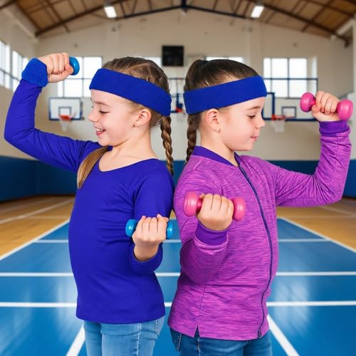 Image of Neon Sweatbands and Wristbands Bulk, Cotton Sports Headbands for Team Spirit, School Field Day, 80s 90s Party, Soccer Fan Accessories, Gym, Cheer and Group Events