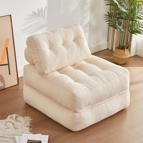 Litbird Sillón Cama Individual Plegable con Respaldo y Espuma viscoelástica, sofá de Suelo Tipo futón Convertible en colchón, Ideal para salón, Dormitorio u Oficina