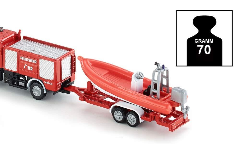 SIKU 1636 - Unimog Feuerwehr mit Boot 1:87 : Amazon.co.uk: Outlet