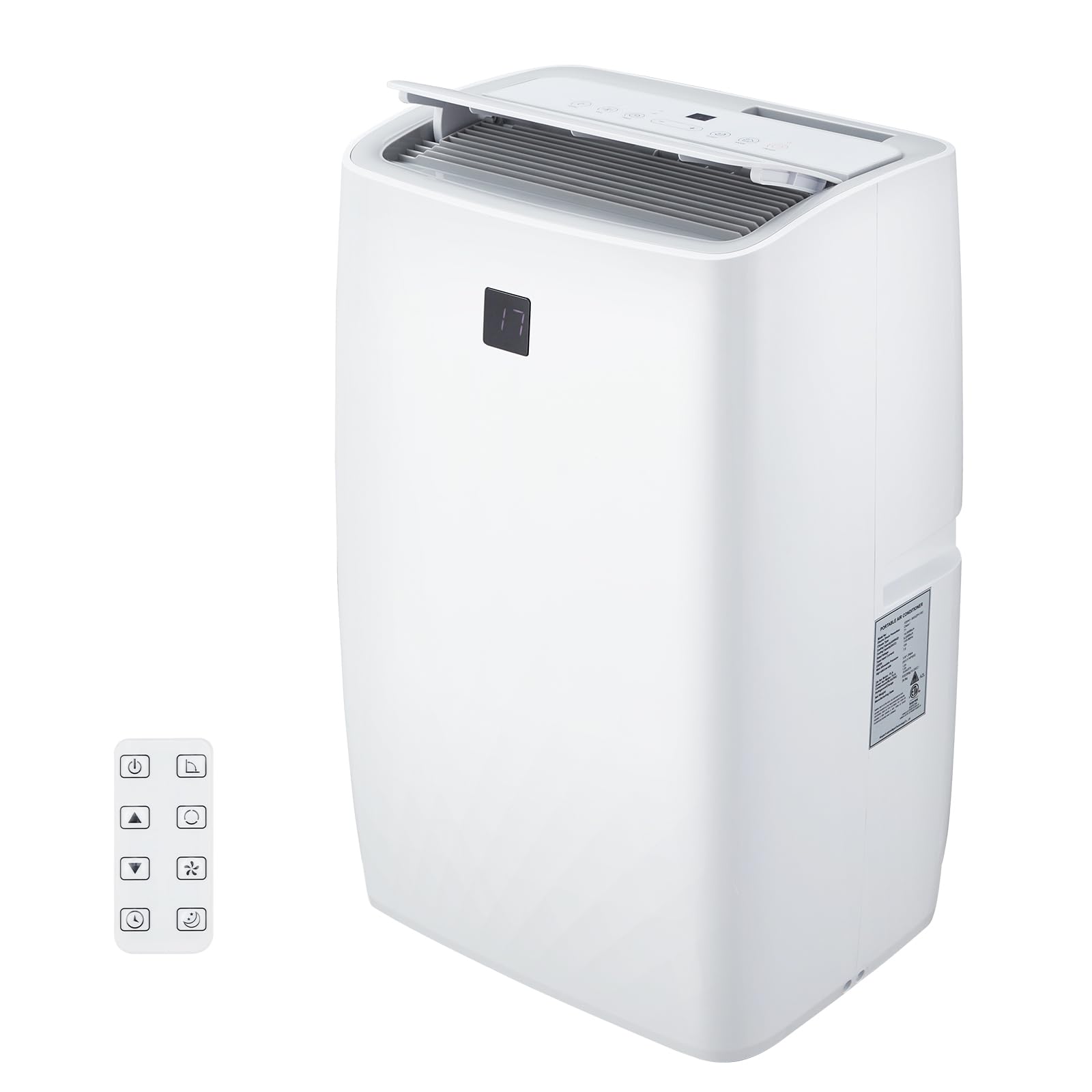 Photo 1 of 14,000 BTU Portable Air Conditioners, Cools Up to 750 Sq.Ft, Auto-Evaporation Low Noise, 3 in-1 Portable AC Unit with Remote Control Fits for Large Room, Office, Garage, White
