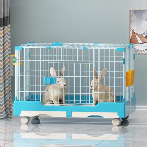 Indoor Kaninchenkäfig auf Rädern mit unterer Schublade Design, einfache Reinigung, 2 Türen, verstärkte Schnalle für kleine Haustiere