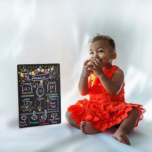 Monthly Baby Milestone Chalkboard, First Year Boy and Girl Age Tracking Growth Sign 29.5 x 39.5 cm (11.6 x 15.6 inches) - Image 3