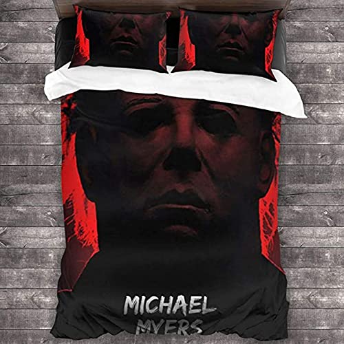 BOKAQI Juego De Ropa De Cama, Funda Nórdica Y Funda De Almohada De Microfibra, Ropa De Cama De Tres Piezas con Estampado Digital 3D Curse of Michael Myers,G,260×220cm