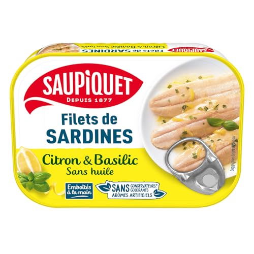 Saupiquet Filets de Sardines sans arêtes Marinade citron basilic sans huile 100 g
