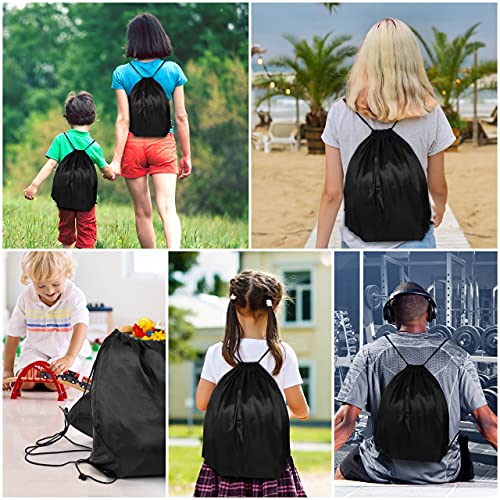 Belle Vous Zwarte Trekkoord Gymtassen (12 Pak) – 42 x 35 cm – School Sport Rugzakken voor Opslag, Reizen en Zwemmen – Unisex Tote voor Heren, Dames, Volwassenen en Kinderen - Image 7