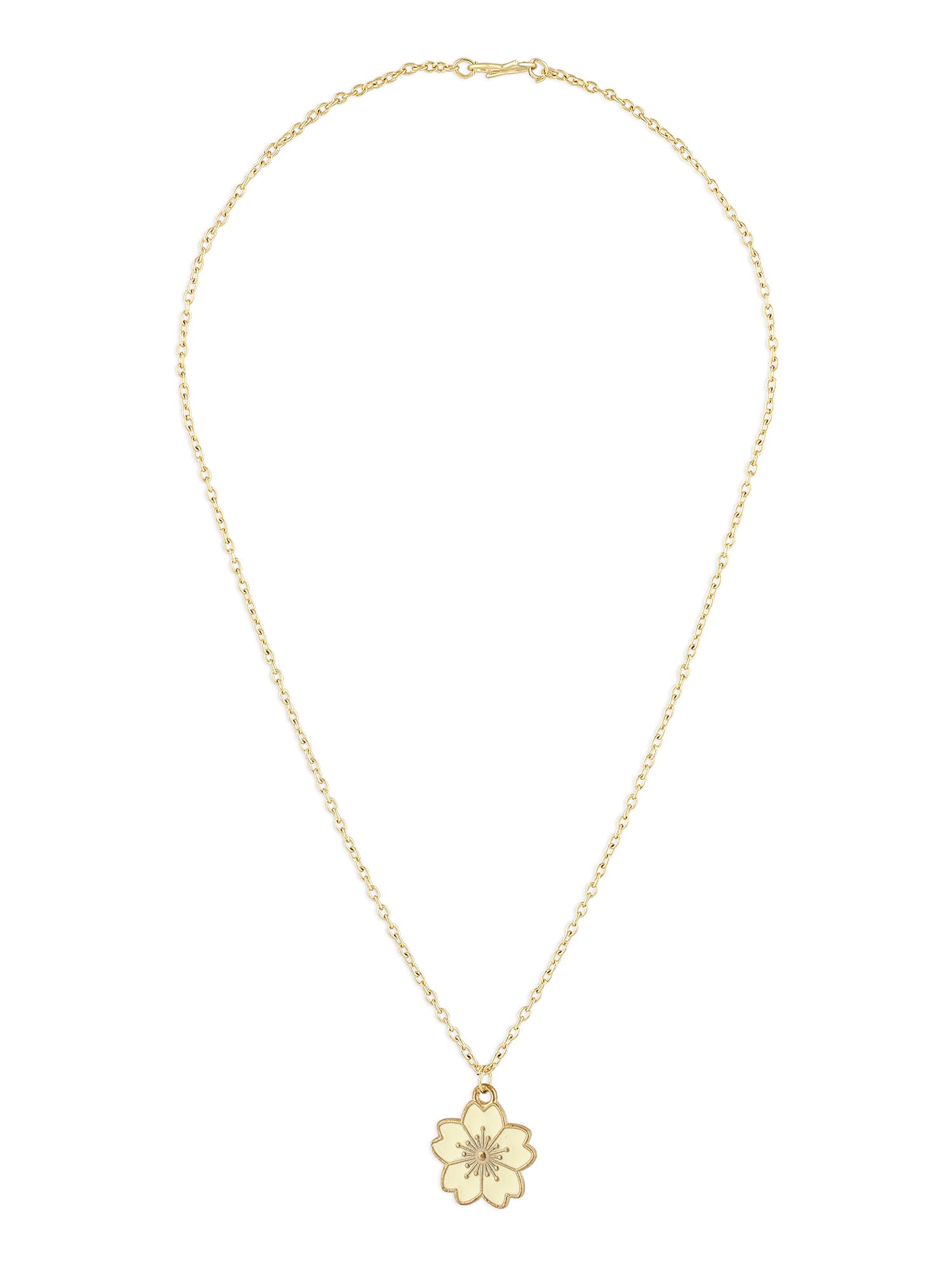 ZAVERI PEARLS Off White Enamelled Flower Contemporary Pendant & Chain For Women-ZPFK16774 (B0CL2D194V) Amazon Price History, Amazon Price Tracker