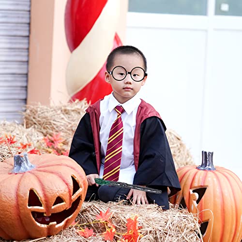 Obmwang Wizard Costume Set Novelty Wizard Glasses Striped Tie And Magic Wand Cosplay Costumes Accessories For Halloween thumb #5
