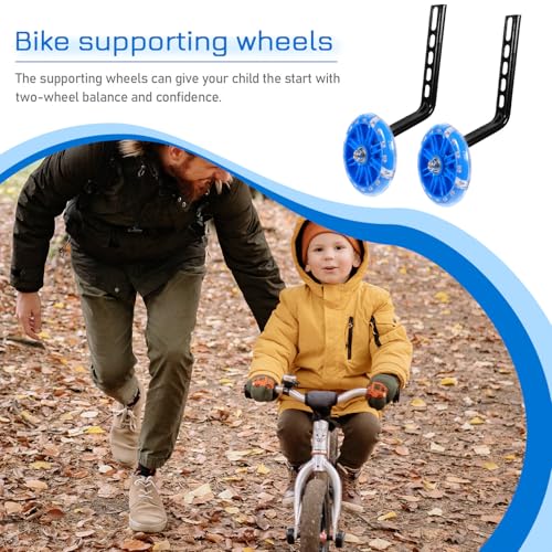Ruedas de Entrenamiento para Bicicleta, 2 Piezas, Ajustables, Azules, con Estabilidad y Luces Intermitentes, Ruedas Estabilizadoras de Repuesto para Bicicletas miniatura 3