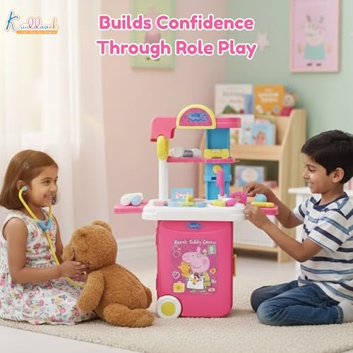 Image of Hasbro Peppa Pig Doctor Set - Portable Medical Cart with Lights & 9 Accessories, Pretend Play Nurse & Doctor Kit for Kids Aged 3+, Pink Multipurpose Trolley Toy, Best Gift for Toddlers