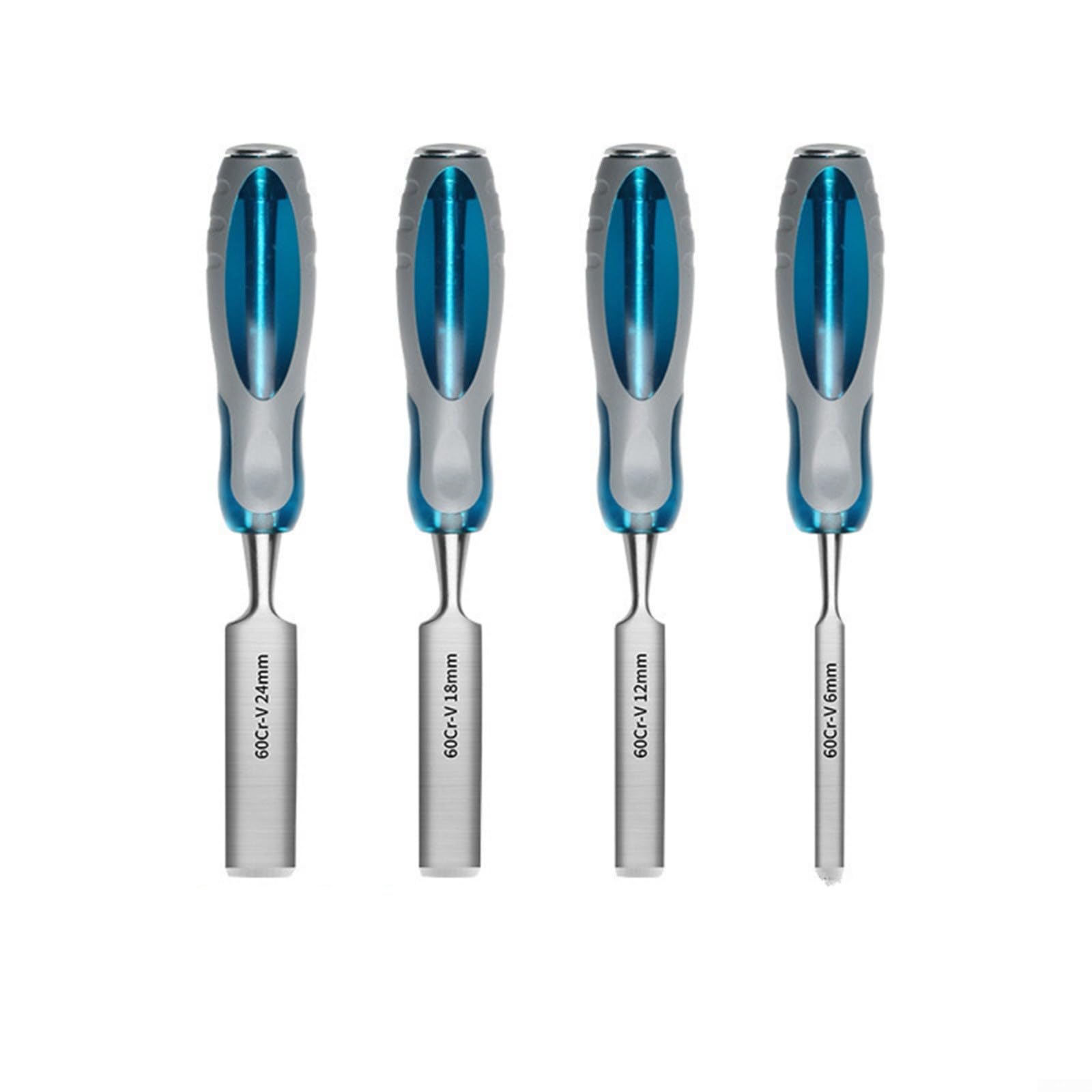 Wood Chisel Set with Curved Blades - 4-Piece 6-24mm Gouge Chisels for Wood Carving and Carpentry