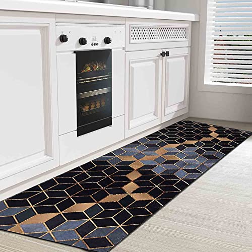 Tapis de zone géométrique extra large bleu pour chambre