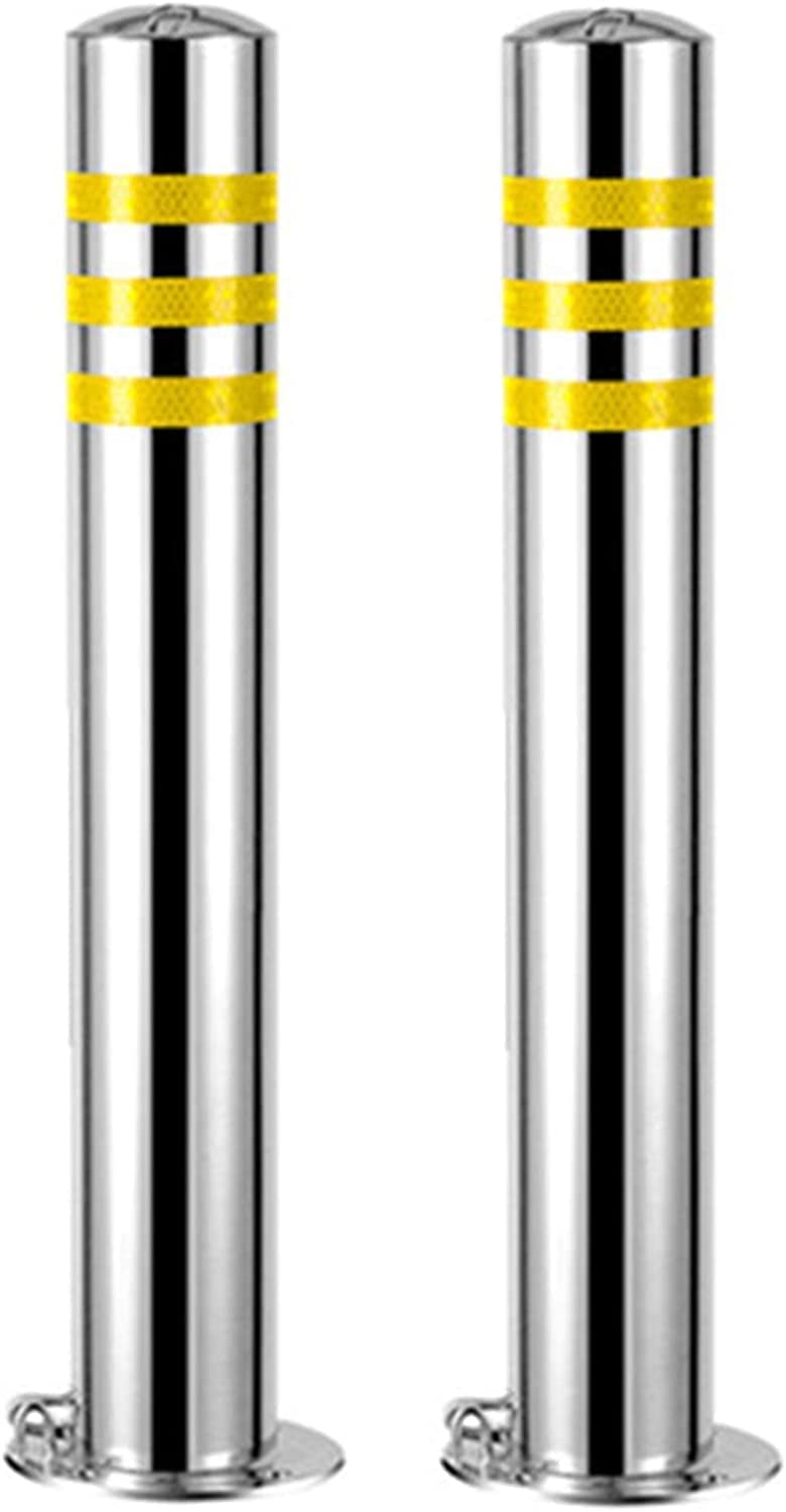 GHHVFEC Lockable Stainless Steel Safety Bollards 2-Pack Traffic Posts for Commercial & Private Use Reflective Park Bers (750mm x 89mm & 600mm x 89mm)