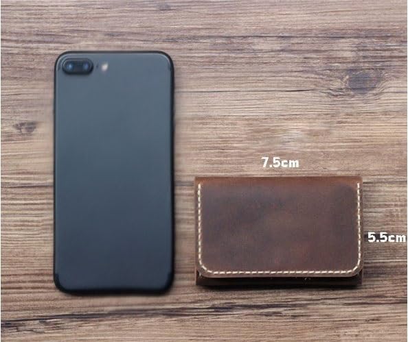 Handmade Genuine Leather Card Wallet Leather Card Holder Men Purse Credit ID Card Holder Business Card Case(White-Patch Five-Pointed star4)4