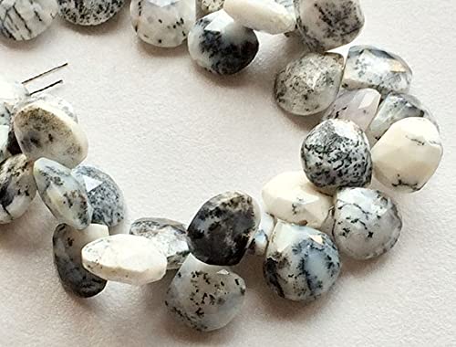 White & black gemstone beads LKBEADS cœurs facettés en pierre naturelle d'exception de 12-13mm