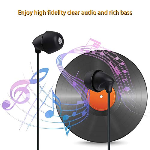 Dark Wolf Sleep Earphone Noise Isolation Earplugs For Insomnia, In-Ear Soundproof Earplug Soft Earbuds With Mic,3.5Mm Jack,Gift Earphone Bag (Black) #TOP4